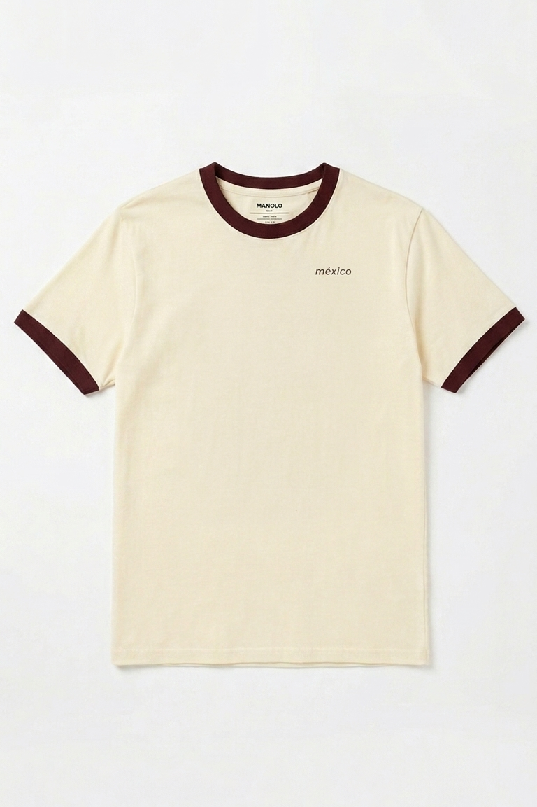 PLAYERA PREPPY MÉXICO HUESO-VINO