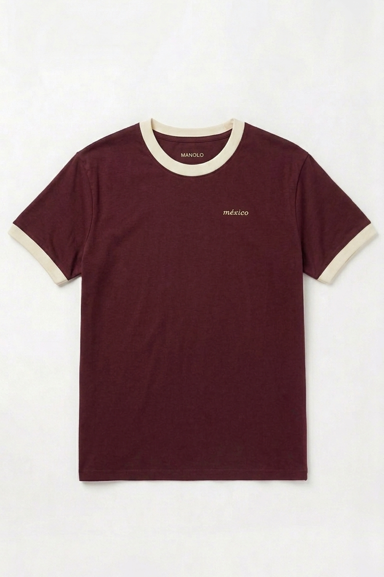 PLAYERA PREPPY MÉXICO VINO-HUESO