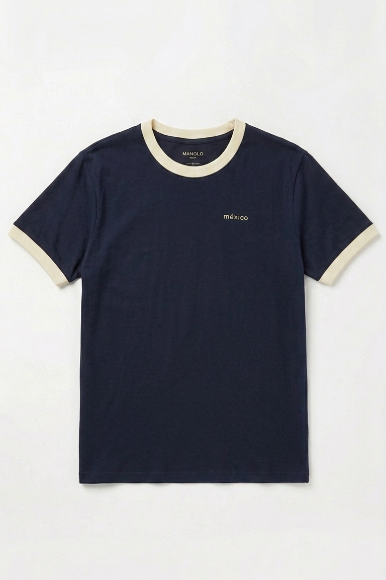 PLAYERA PREPPY MÉXICO AZUL-HUESO